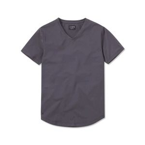 Cuts Clothing Men's Curve Hem V-Neck 4 Way Stretch Tee T-Shirt - Cast Iron